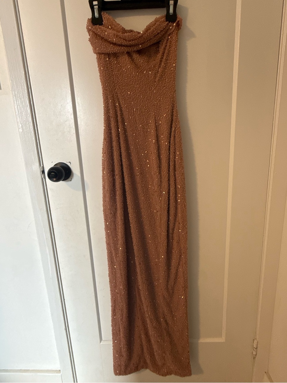 Oh Polly Nude Sparkly Strapless Maxi Dress ✨ (Worn Once) - Picture 3 of 5